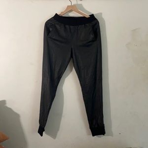 Bcbg faux leather joggers with zipper hem
